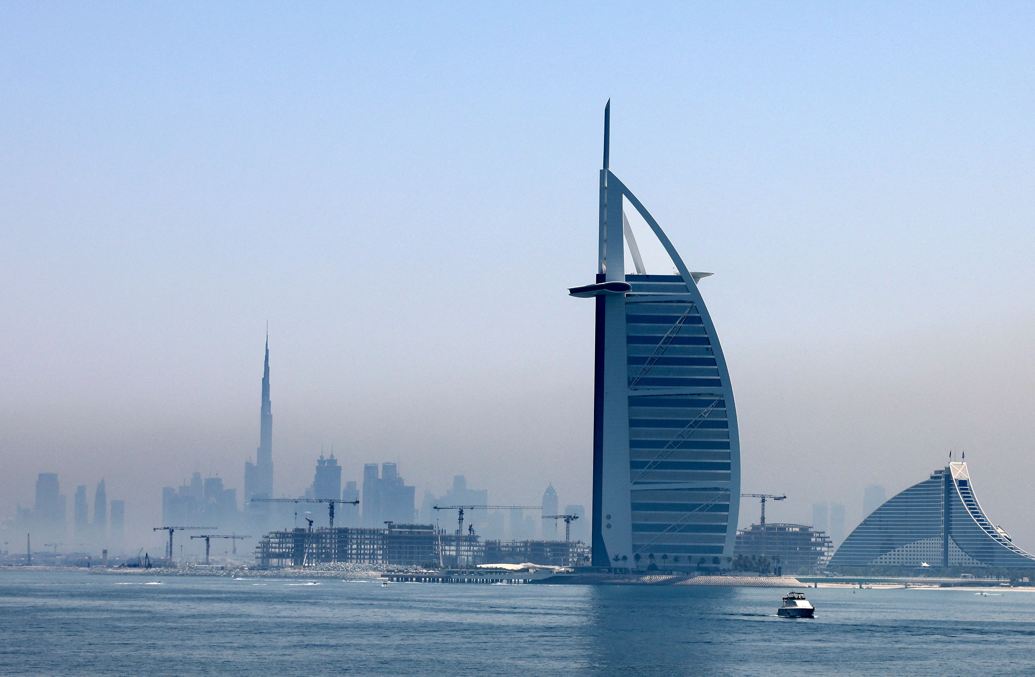 City view of Dubai with Burj Al Arab hotel
