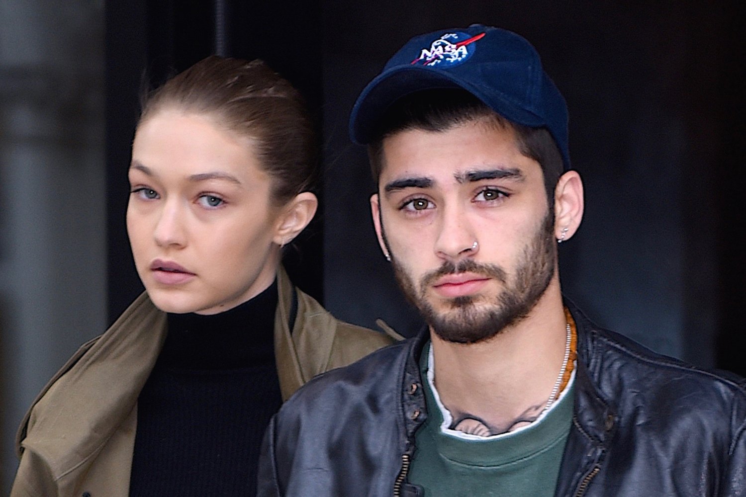 Gigi Hadid and Zayn Malik in a paparazzi photo