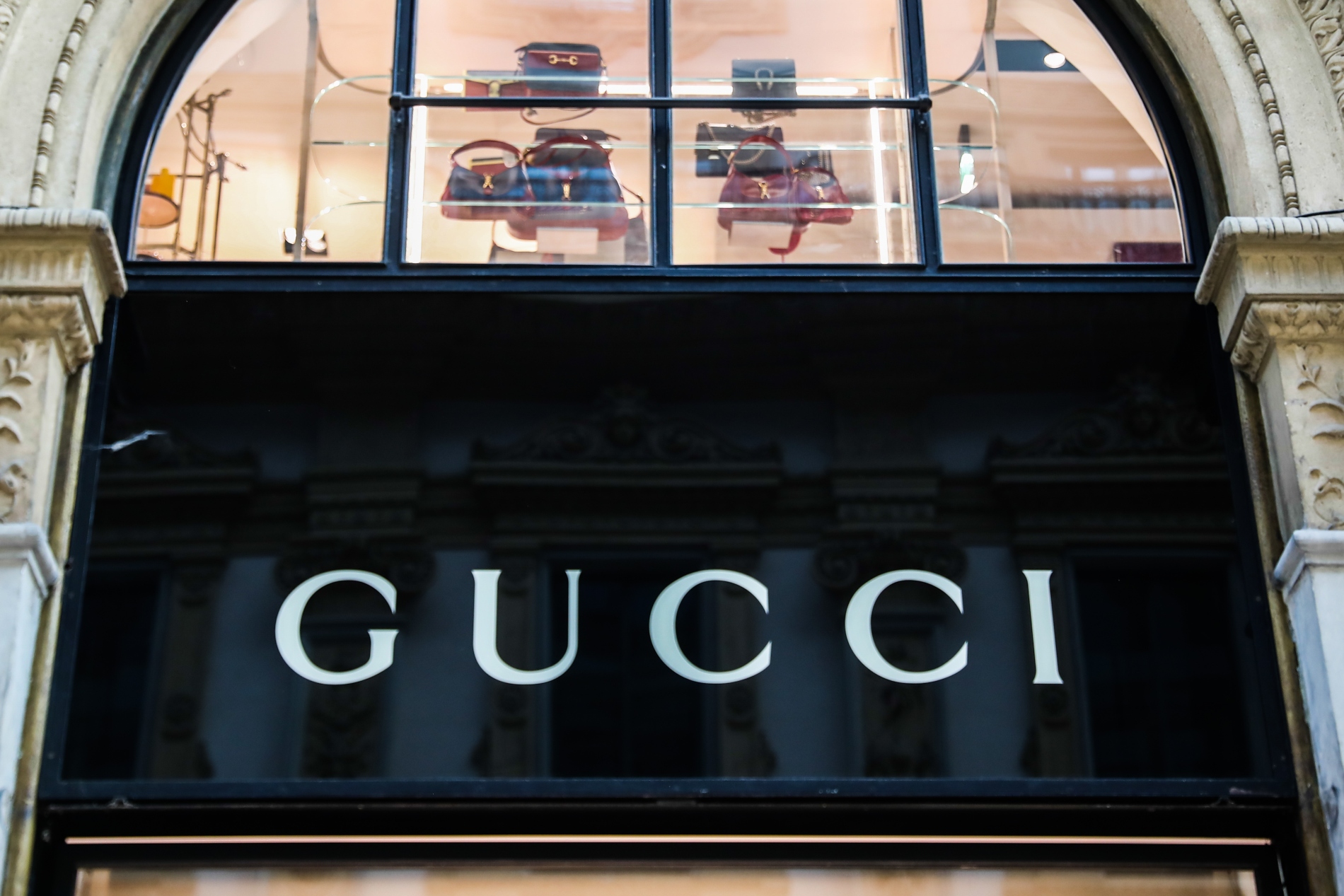 Gucci storefront with logo