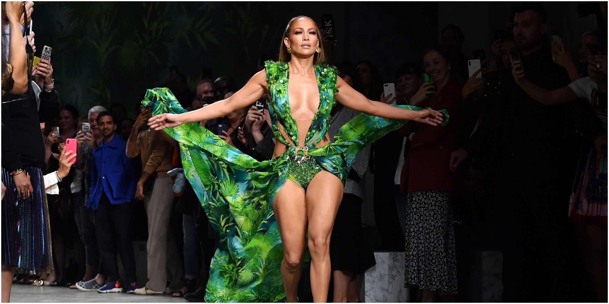 Jennifer Lopez wears green Versace dress 20 years after wearing it to the Grammy Awards.