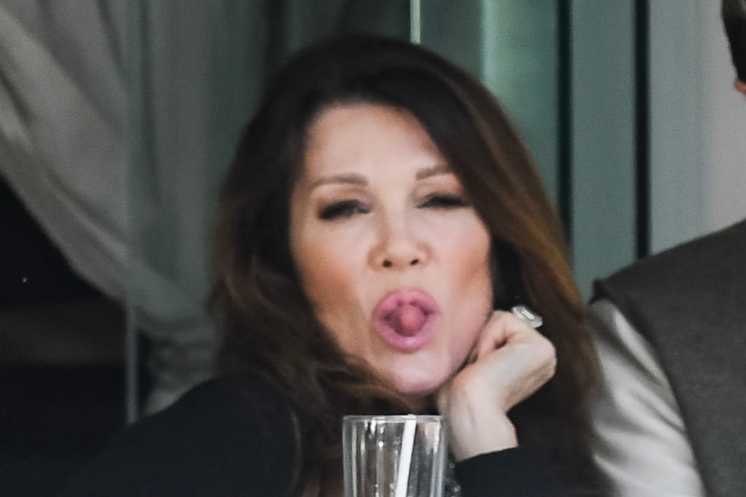 Lisa Vanderpump sticking out her tongue