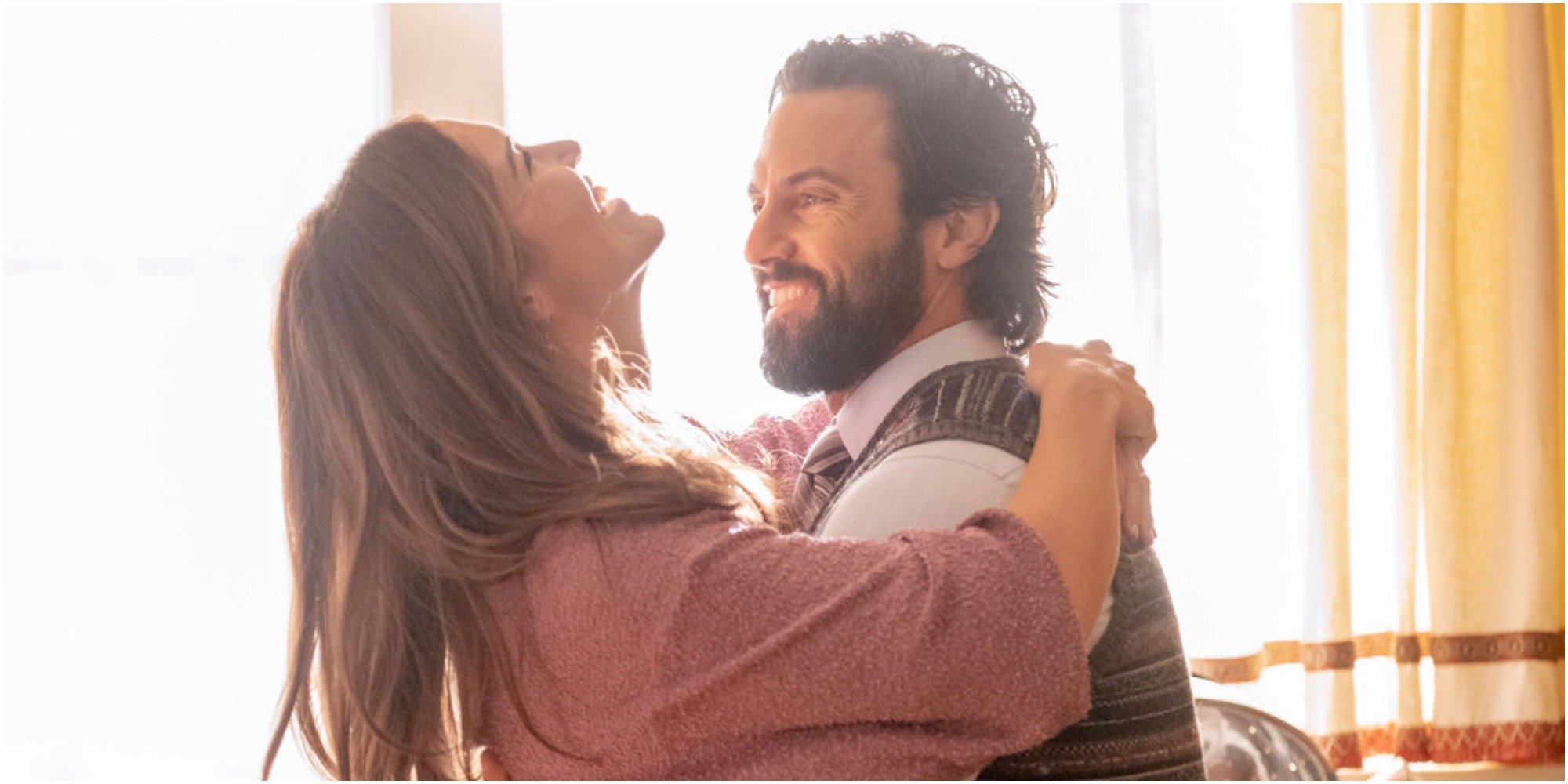 Mandy Moore and Milo Ventimiglia on the set of "This Is Us."