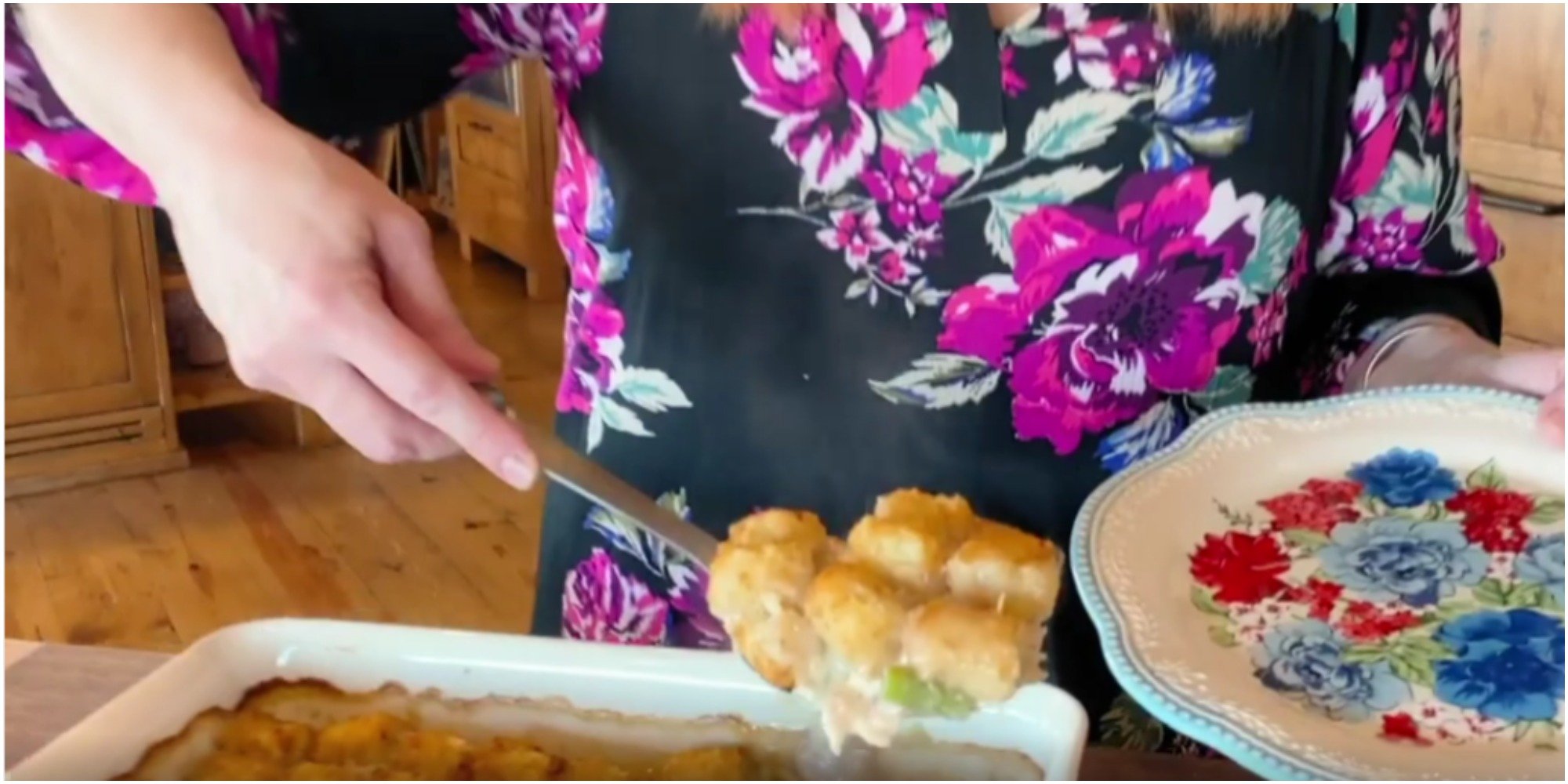 Ree Drummond poses with tot pie in Facebook video.