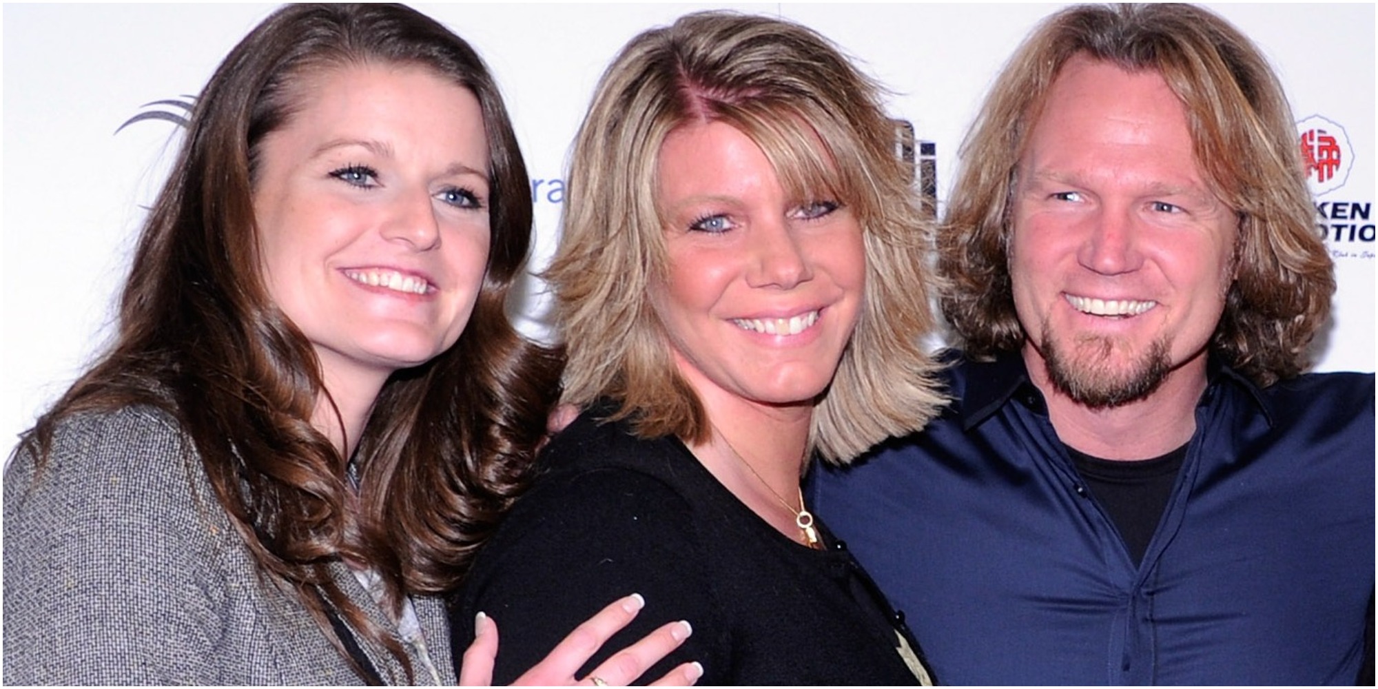 Robyn, Meri and Kody Brown pose at a red carpet event.