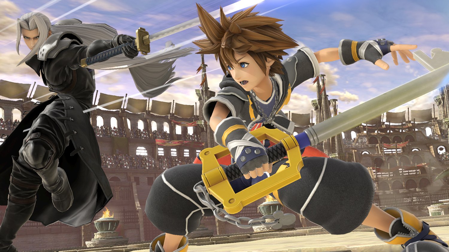 Sora fights in Super Smash Bros. Ultimate