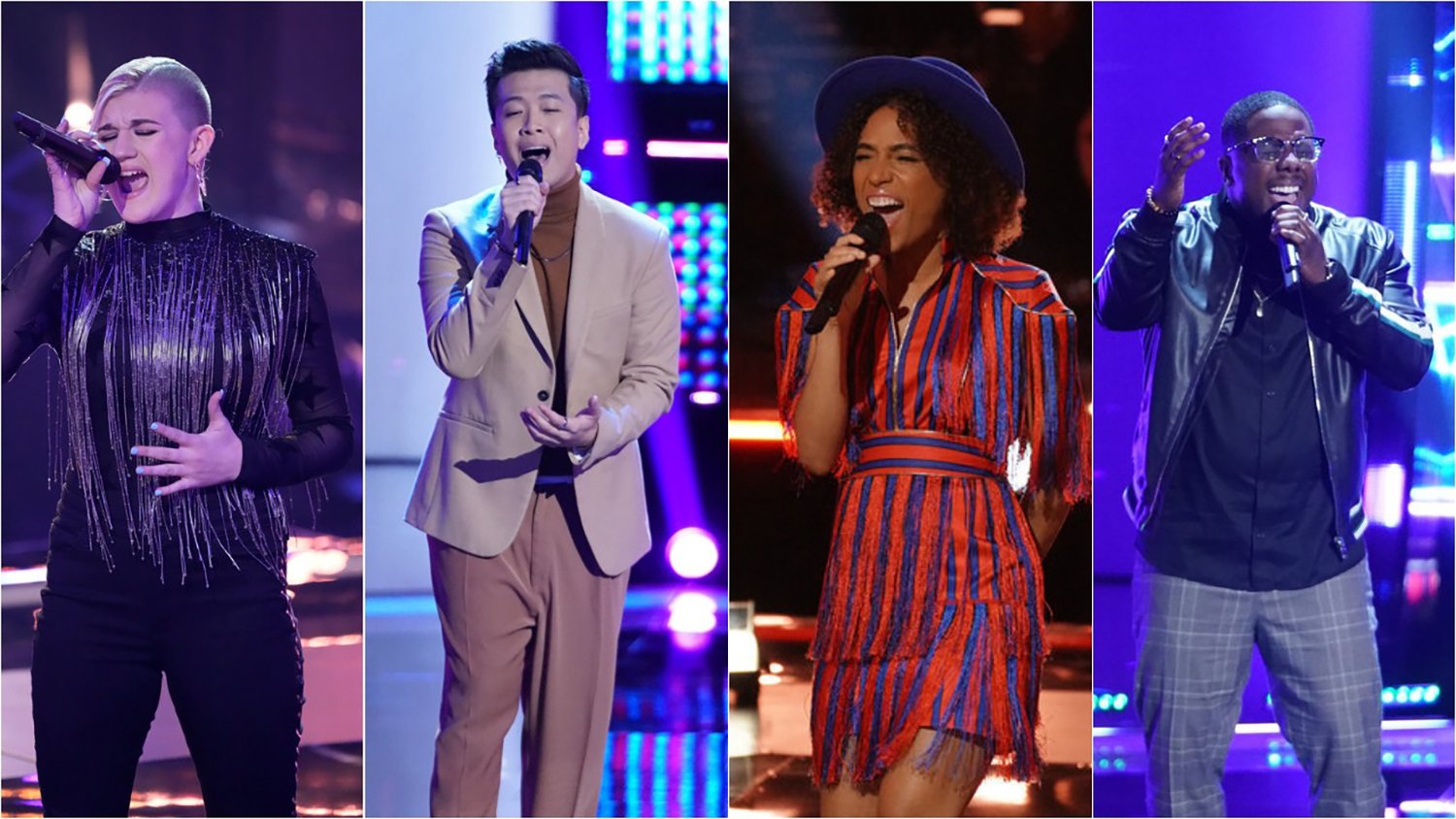 The Voice Season 21 Comeback Artists Hailey Green, Vaugh Mugol, Samara Brown, and Aaron Hines