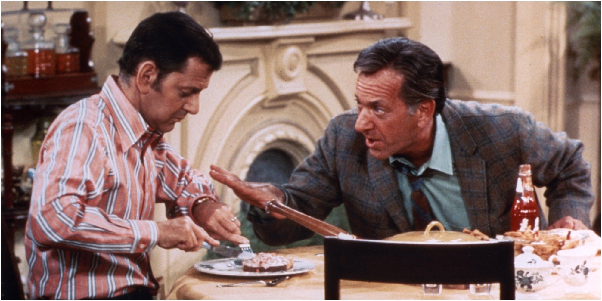 Tony Randall and Jack Klugman on the set of "The Odd Couple."
