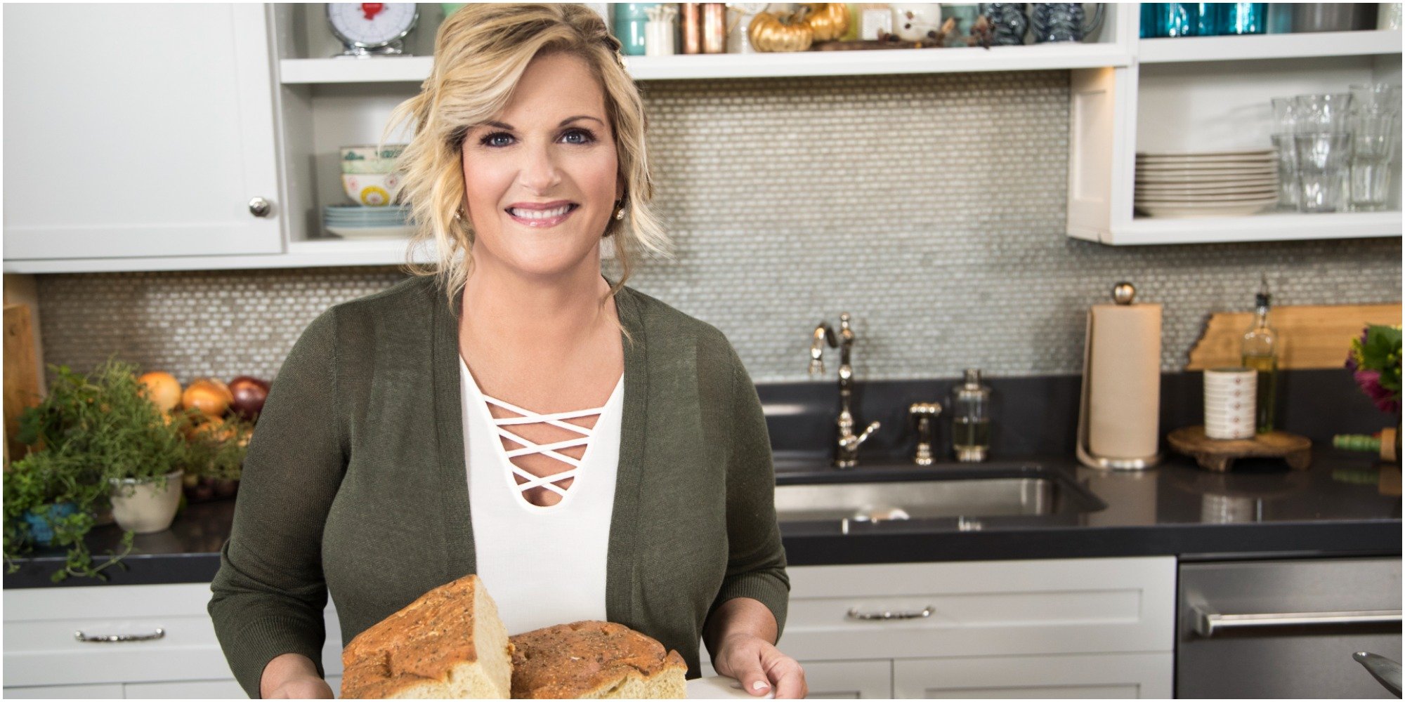 Trisha Yearwood on the set of her Food Network Show Trisha's Southern Kitchen.