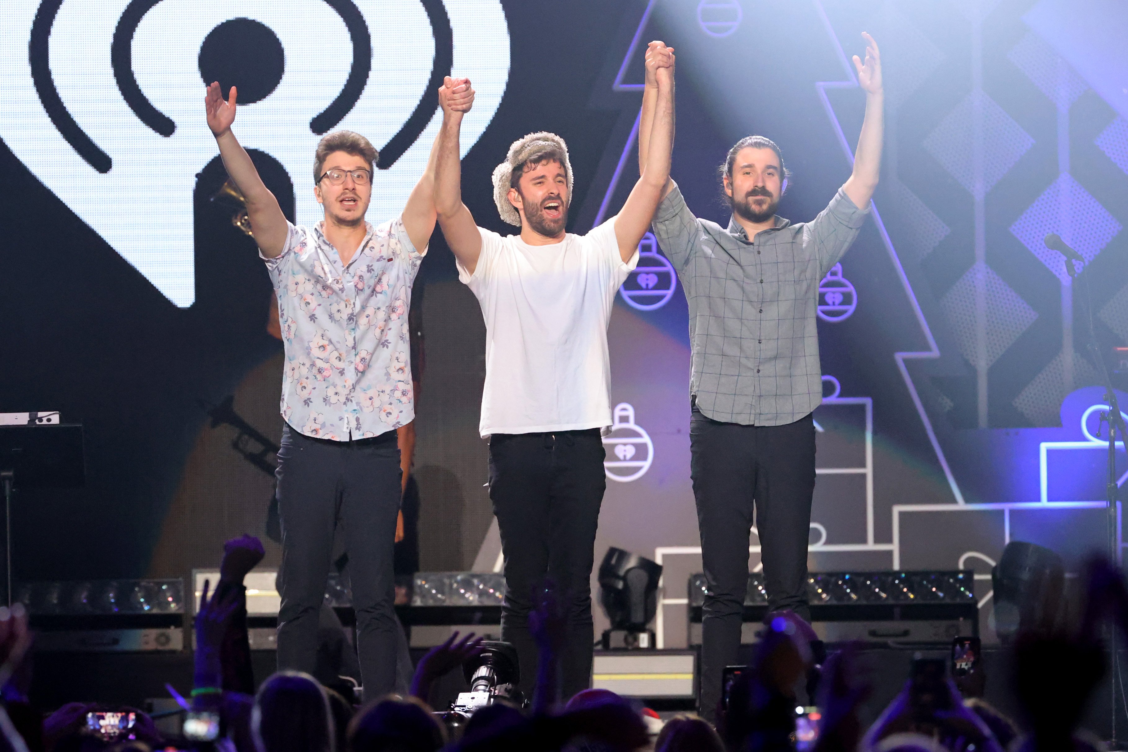 Ryan Met, Jack Met, and Adam Met of AJR perform on stage during iHeartRadio Z100 Jingle Ball 2021