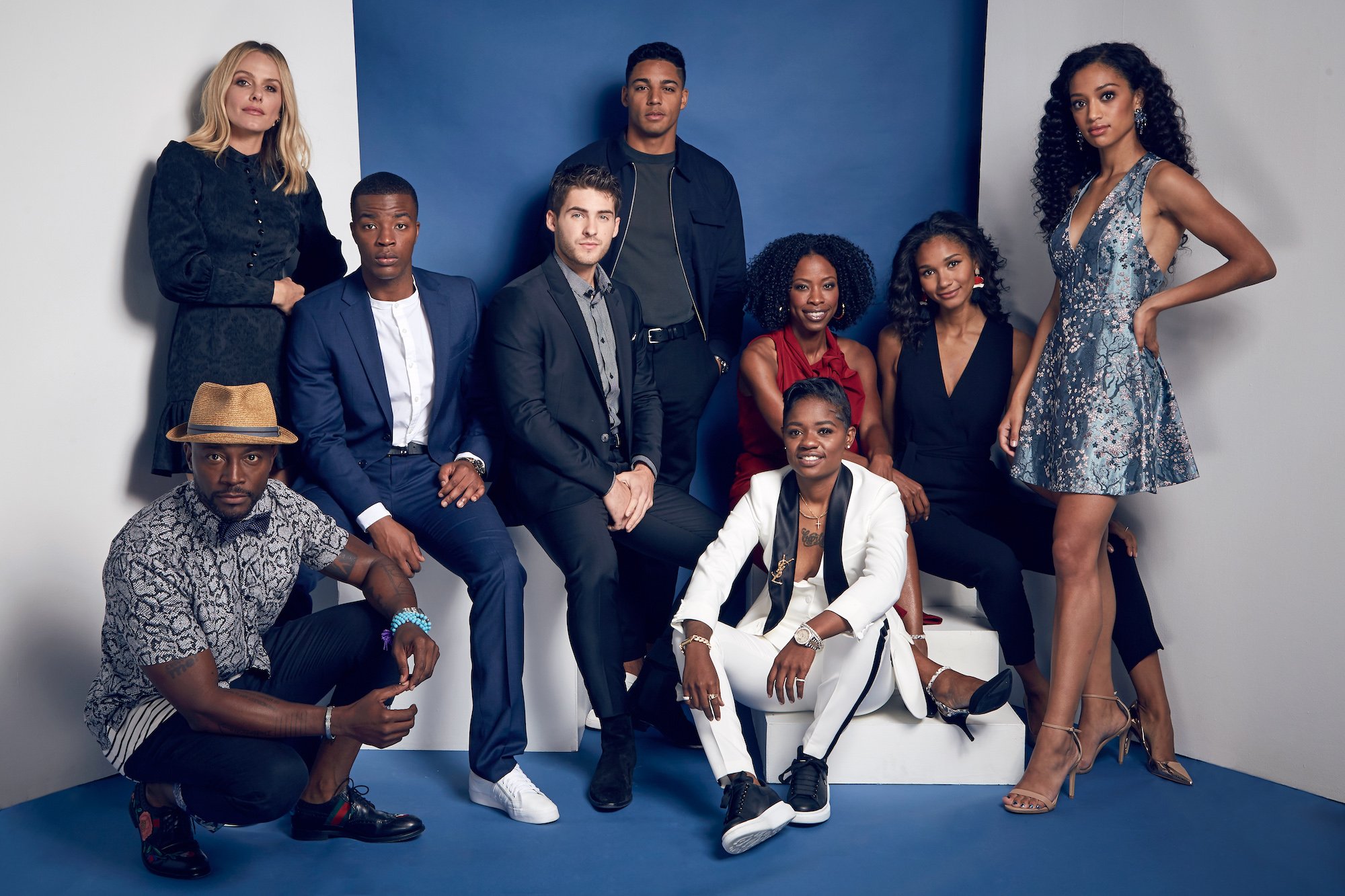 The 'All American' cast posing for a portrait at the 2018 Summer TCA.