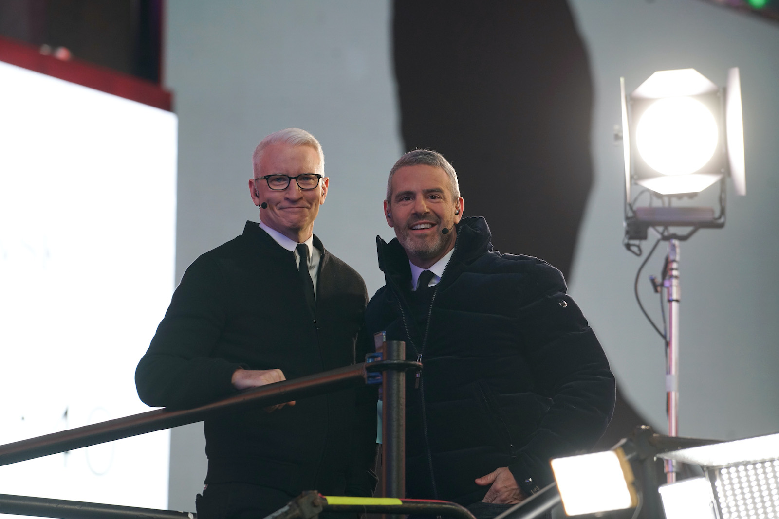Anderson Cooper and Andy Cohen prepare for the Times Square New Year's Eve 2020 Celebration