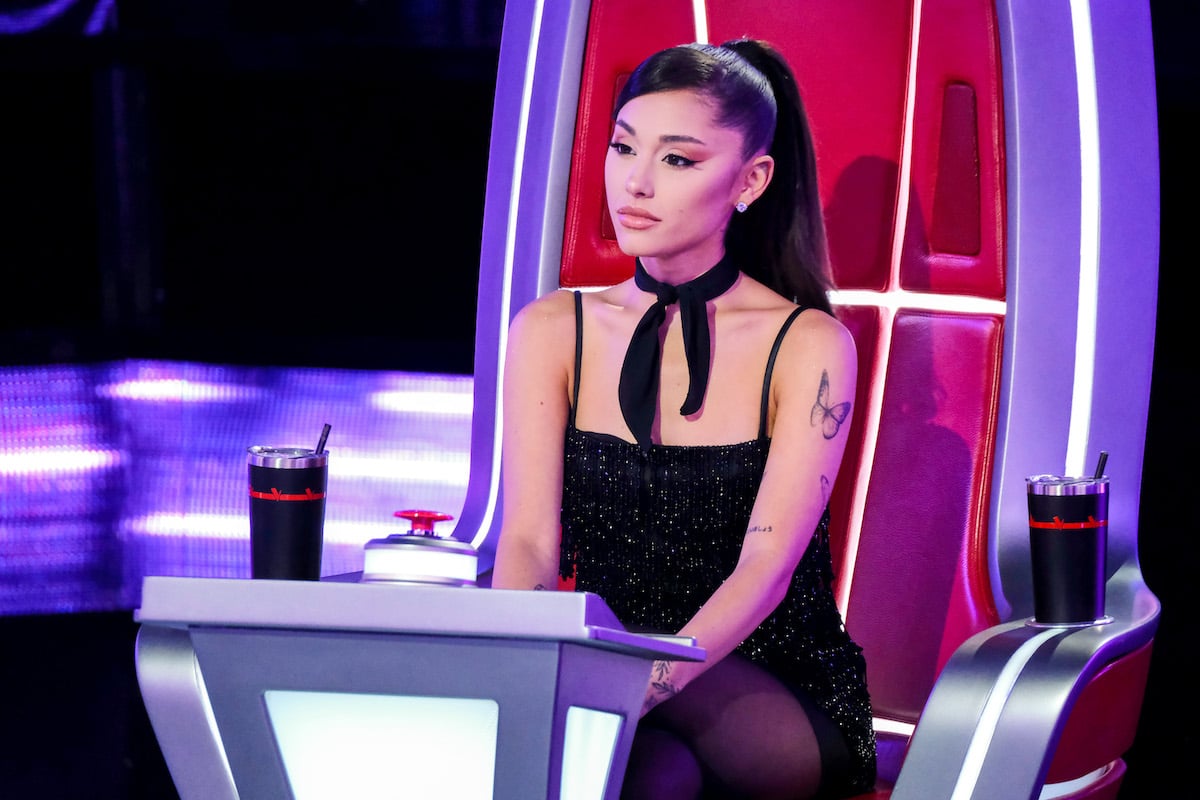 Ariana Grande on the set of "The Voice."