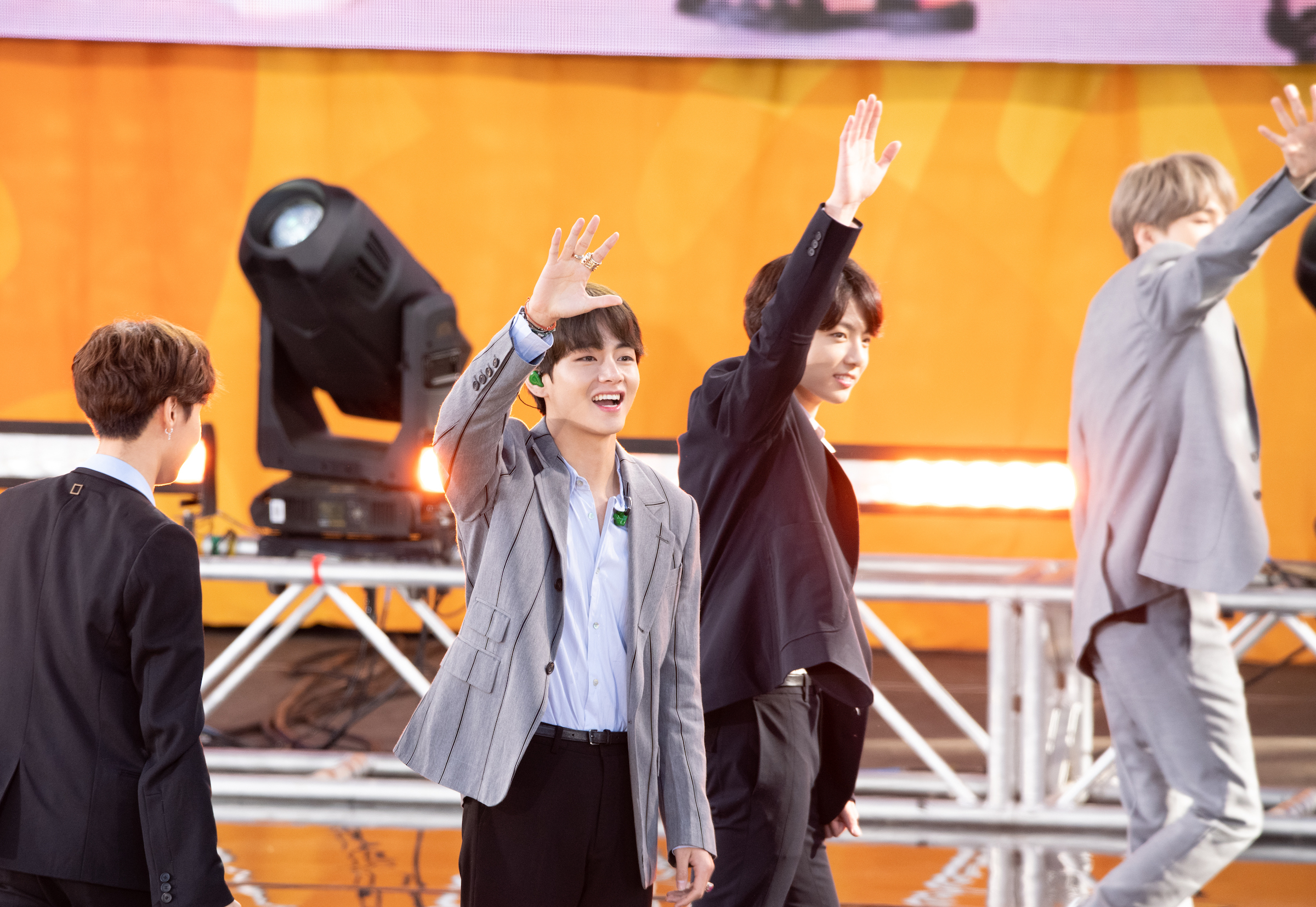 Kim Taehyung and RM of BTS perform on 'Good Morning America'