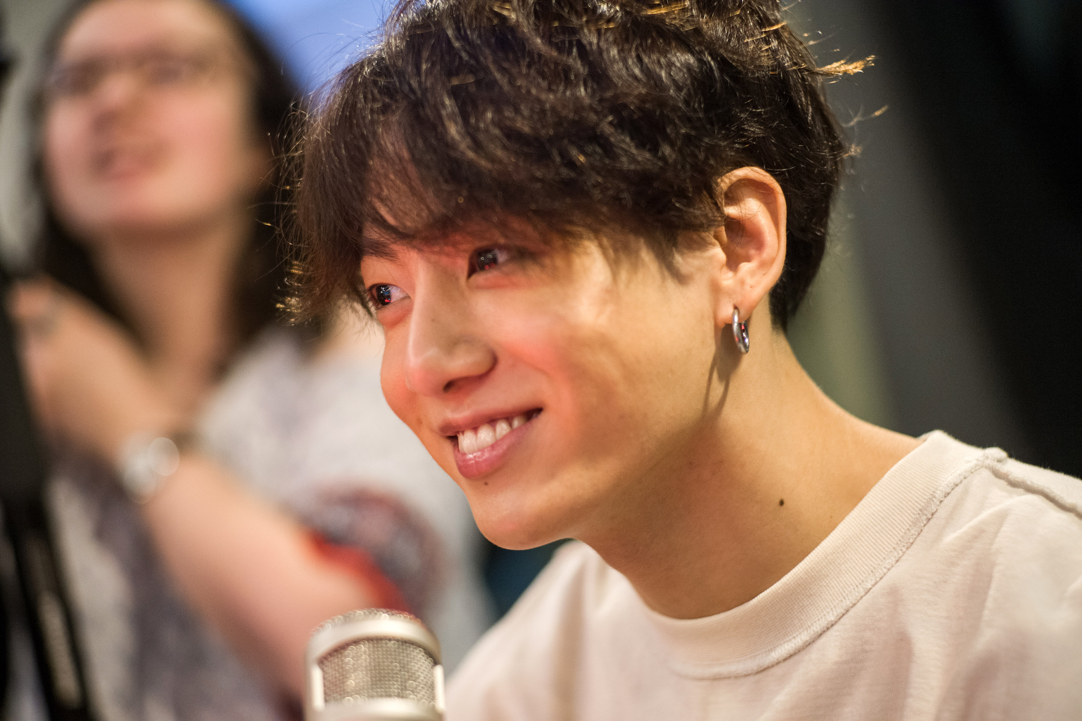 Jungkook of BTS smiles while on The Elvis Duran Z100 Morning Show in 2019