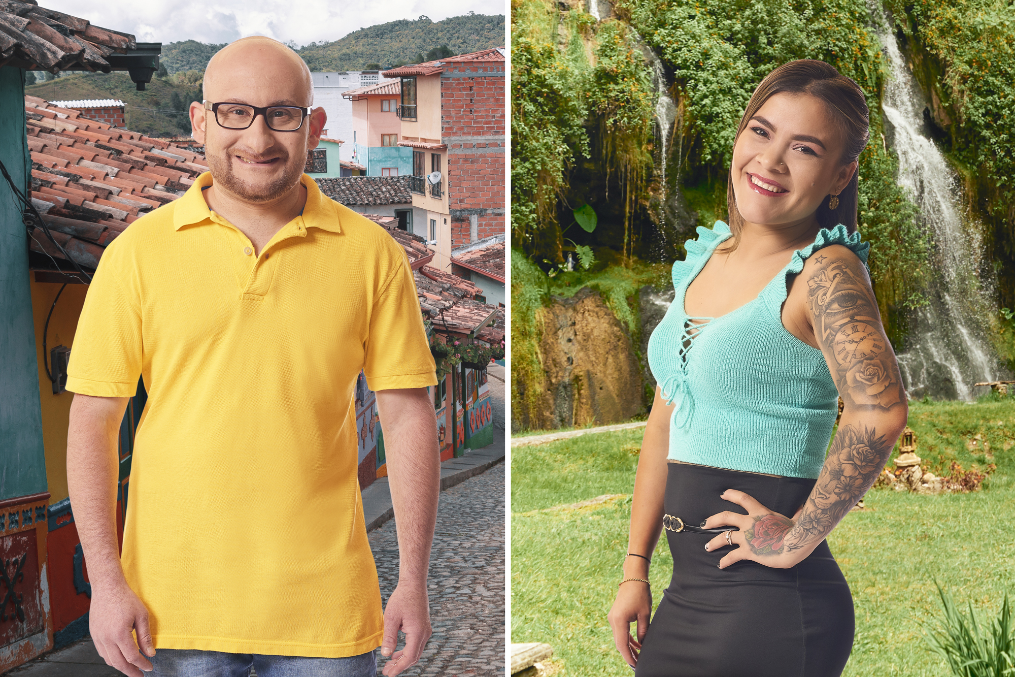 'Before the 90 Days' Season 5 stars Mike and Ximena. Mike is wearing a yellow collared shirt while Ximena poses in light blue tank top and black skirt.