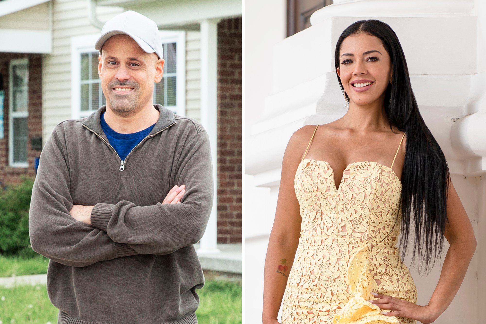 '90 Day Fiancé: Before the 90 Days' Season 5 couple Gino and Jasmine seen here in promotional images with Gino wearing a gray pullover and Jasmine wearing a yellow floral dress.