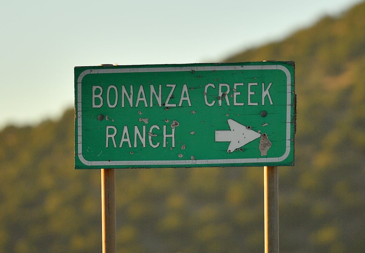 Green Bonanza Creek Ranch sign, leading to the site of Halyna Hutchins' death
