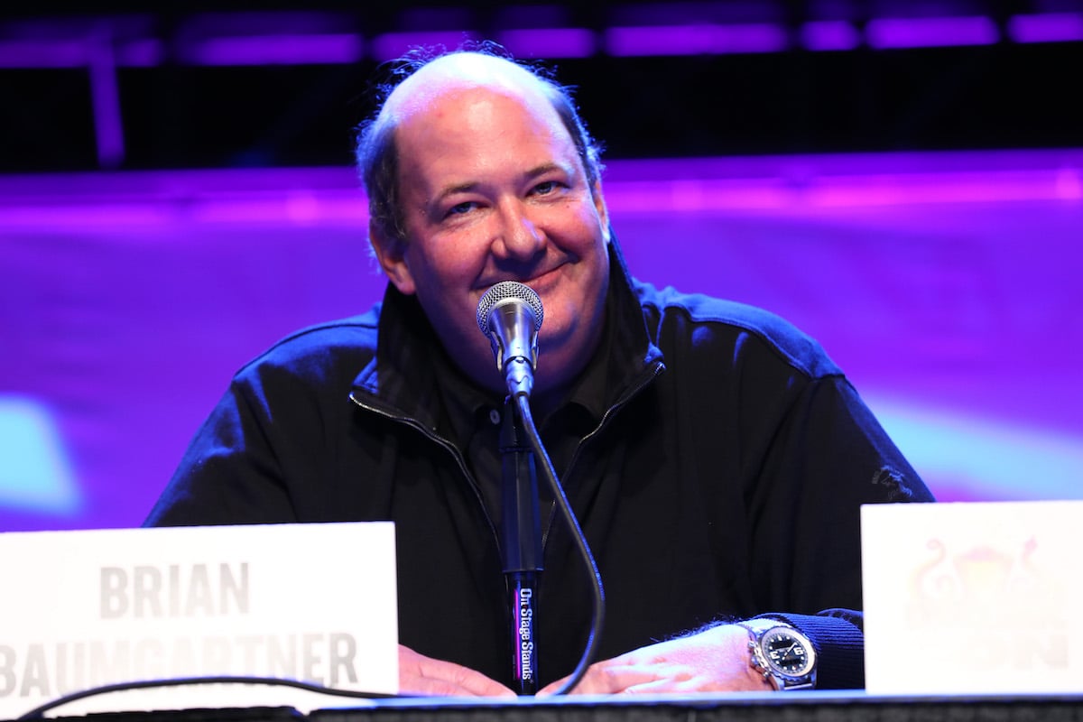 Actor Brian Baumgartner speaks onstage during The Office Reunion panel in 2019