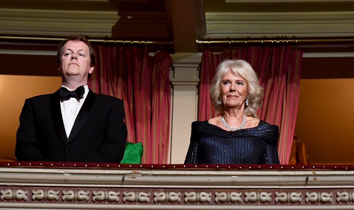 Camilla Parker Bowles and her son Tom Parker Bowles watching The Olivier Awards