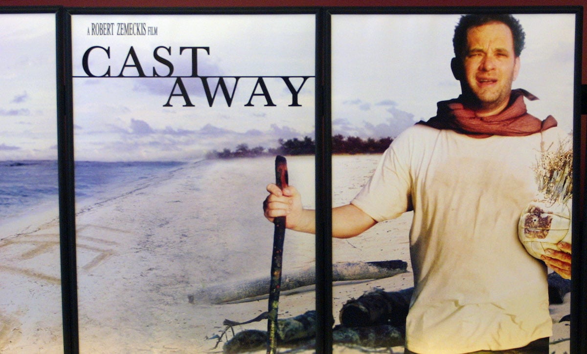 A ‘Cast Away’ promotional billboard with Tom Hanks holding Wilson the volleyball