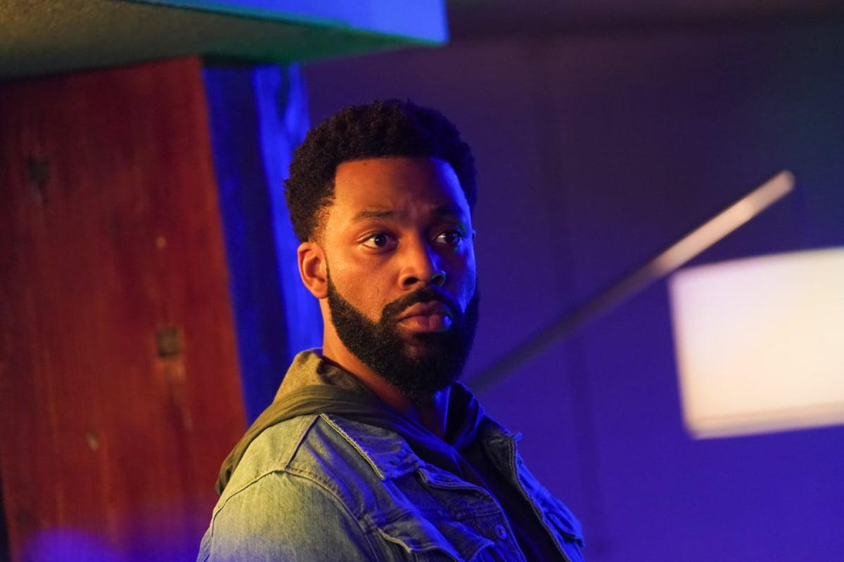 LaRoyce Hawkins as Kevin Atwater in Chicago P.D. Season 9. Atwater is wearing a jean jacket.