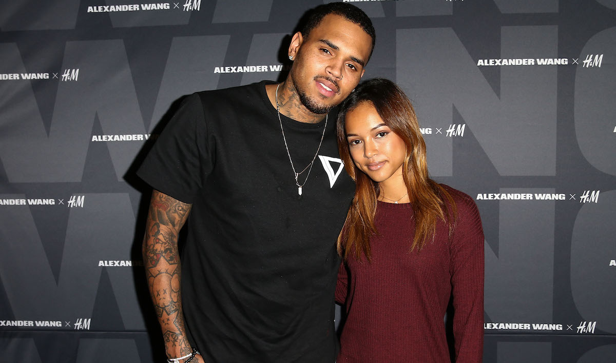 Chris Brown and Karrueche Tran pose on the red carpet