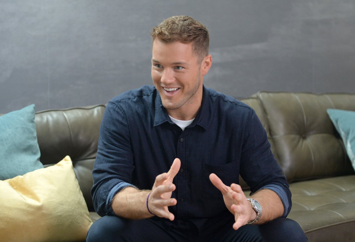 Former 'Bachelor' star Colton Underwood speaks to the press in 2019
