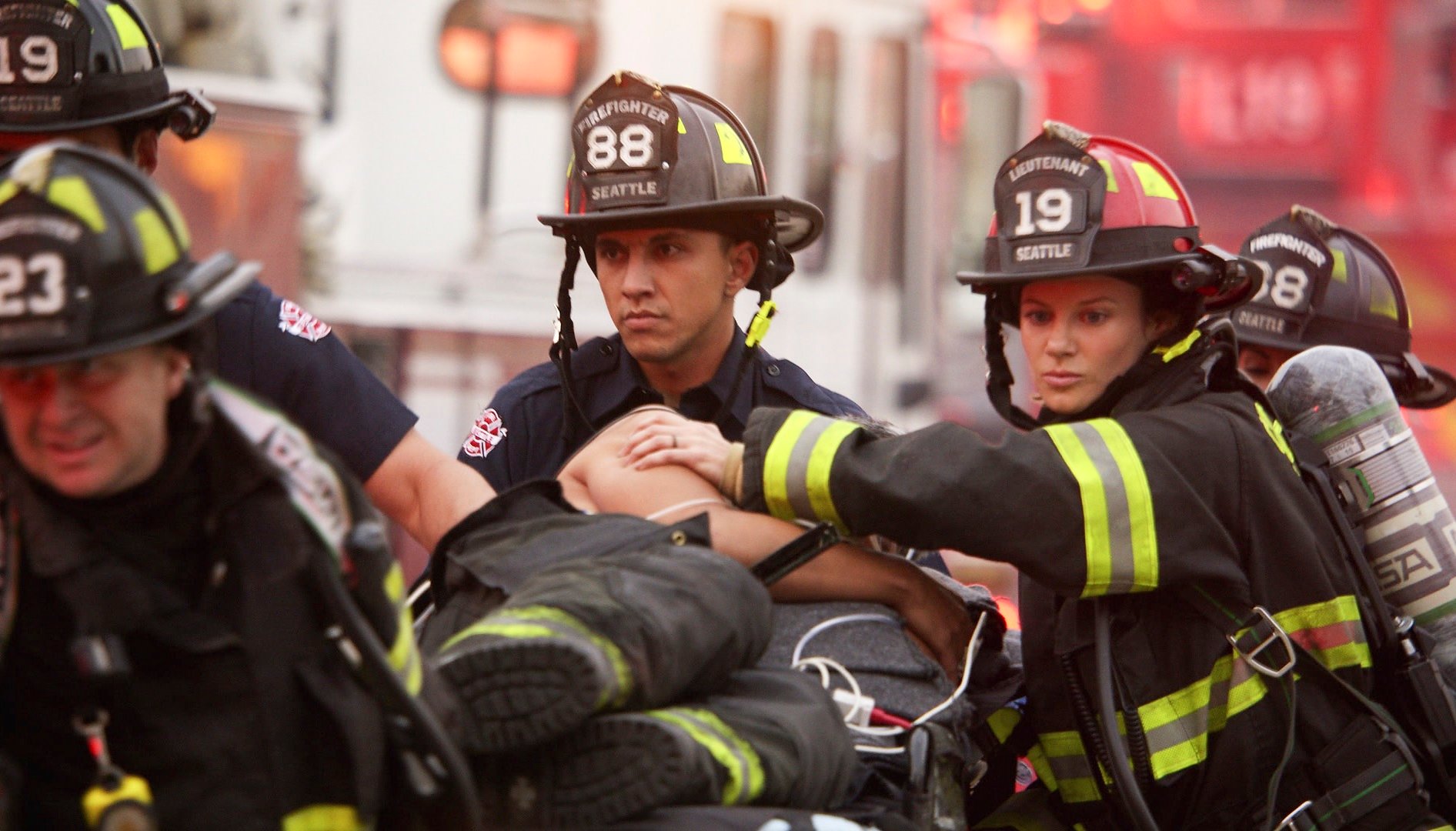 Danielle Savre playing a firefighter, Maya Bishop, in 'Station 19'