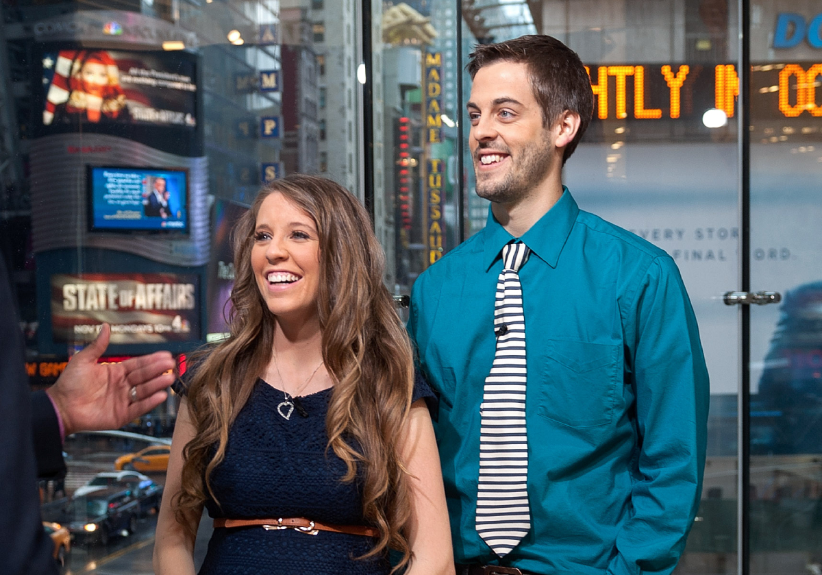 Derick Dillard and Jill Duggar during their visit to "Extra" at their New York studios at H&M in Times Square on October 23, 2014