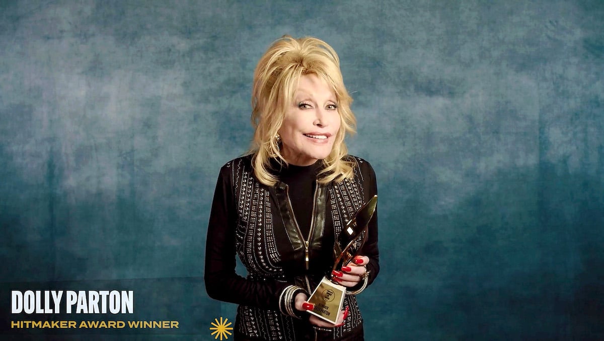 Dolly Parton accepts the Hitmaker Award during the Billboard Women In Music 2020 event