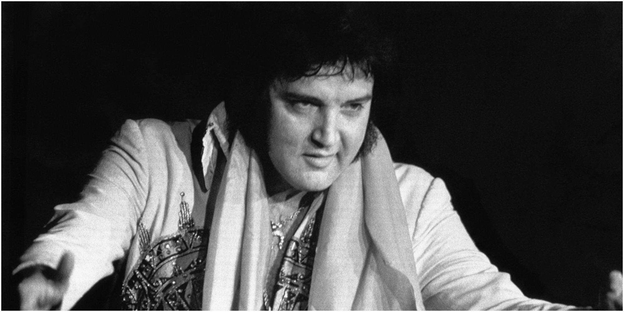 Elvis Presley during a June 1977 concert appearance.