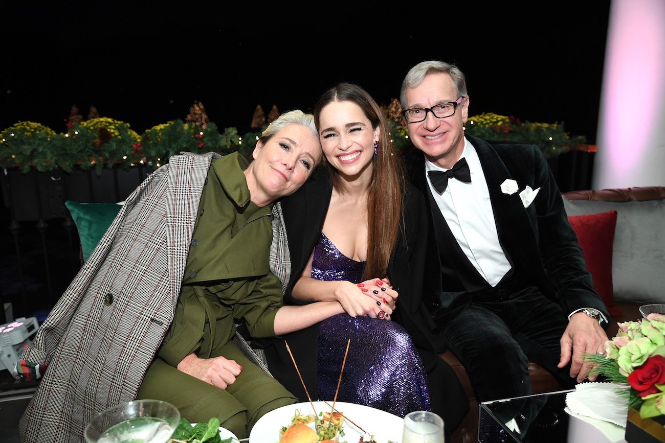 Emma Thompson, Emilia Clarke, and Paul Feig at the afterparty of the Universal Pictures premiere of 'Last Christmas' in New York City, 2019.