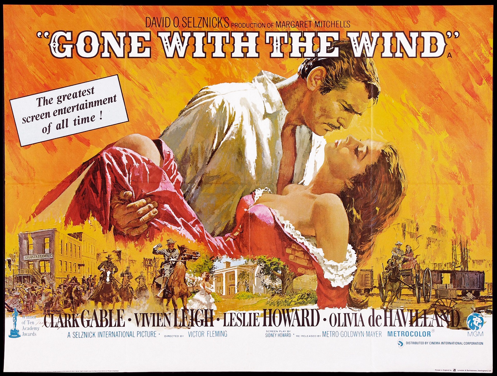 Poster for the 1939 production of 'Gone with the Wind' staring Vvien Leigh and Cark Gable