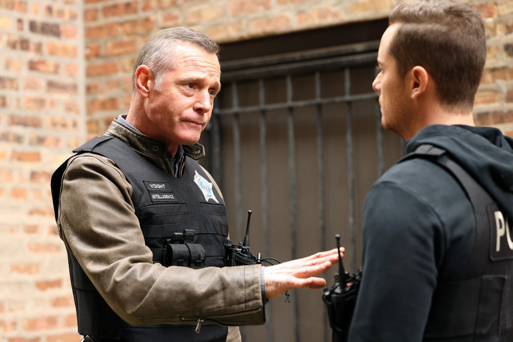 Hank Voight speaking to Jay Halstead in the 'Chicago P.D.' Season 9 fall season finale