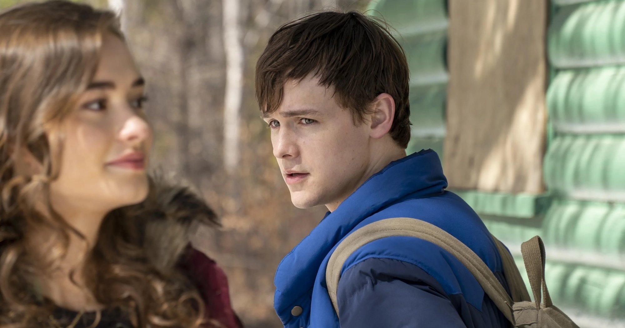 Harrison and Audrey from Dexter: New Blood series wearing winter coats.