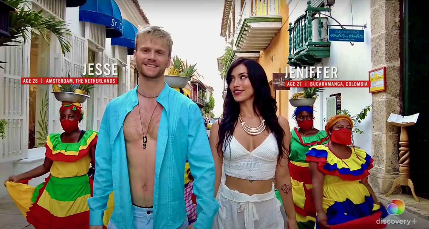 '90 Day: The Single Life' stars Jesse Meester and Jeniffer Tarazona hold hands in a shot from season 2.
