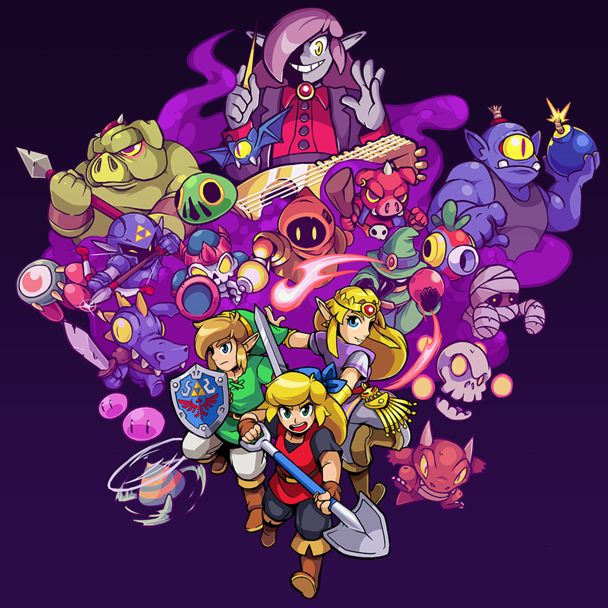 Poster for 'Cadence of Hyrule' with a playable Zelda in a 'Crypt of the NecroDancer' and 'Legend of Zelda' crossover