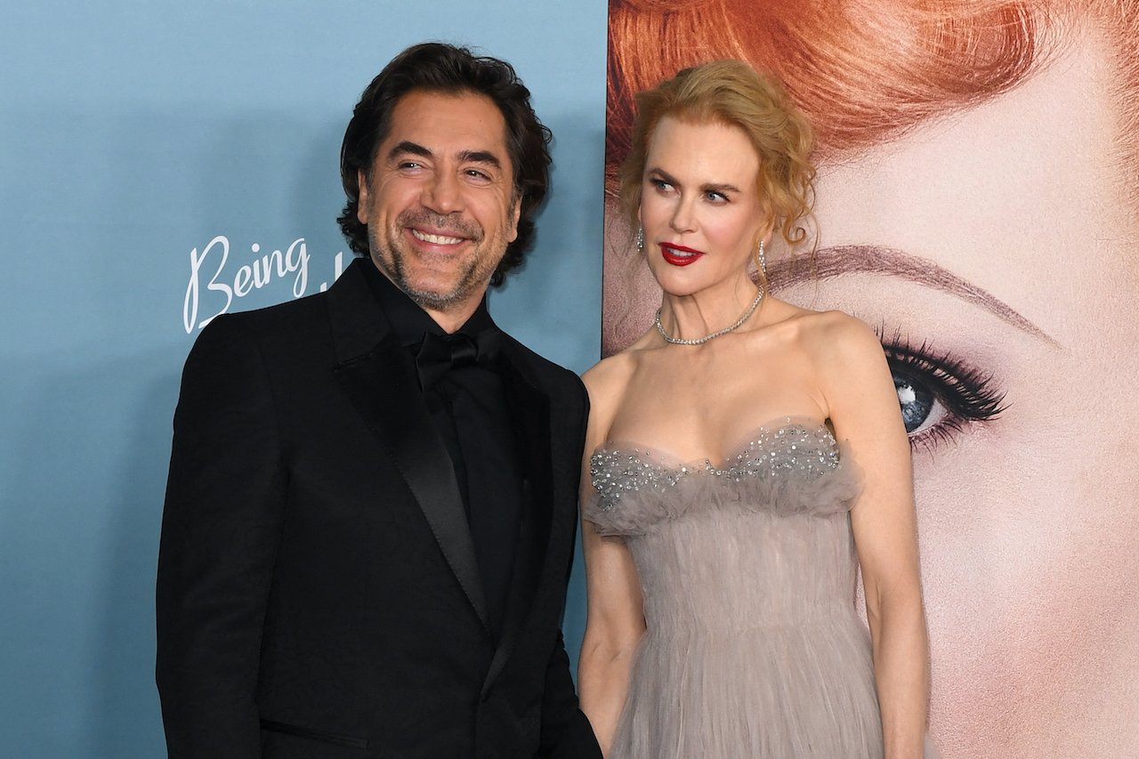 Desi Arnaz actor Javier Bardem and Lucille Ball actor Nicole Kidman arrive for the premiere of 'Being the Ricardos' at the Academy Museum.