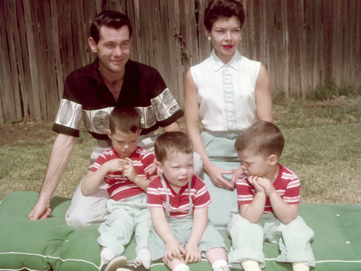 Johnny Carson, his first wife Joan, and their three sons