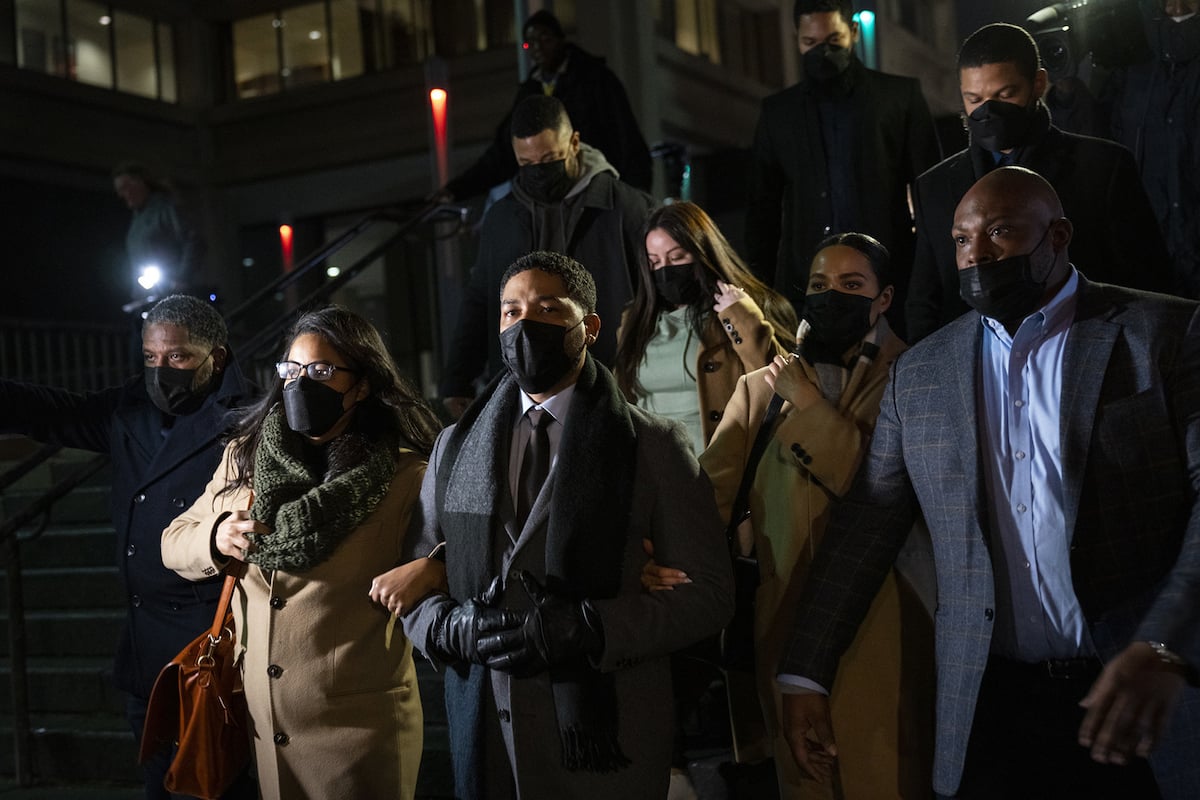 Jussie Smollett leaves the Leighton Criminal Courthouse on Dec. 9, 2021, after he was found guilty on five of six disorderly conduct charges for allegedly giving false information to Chicago police about an alleged racial and homophobic attack in January 2019