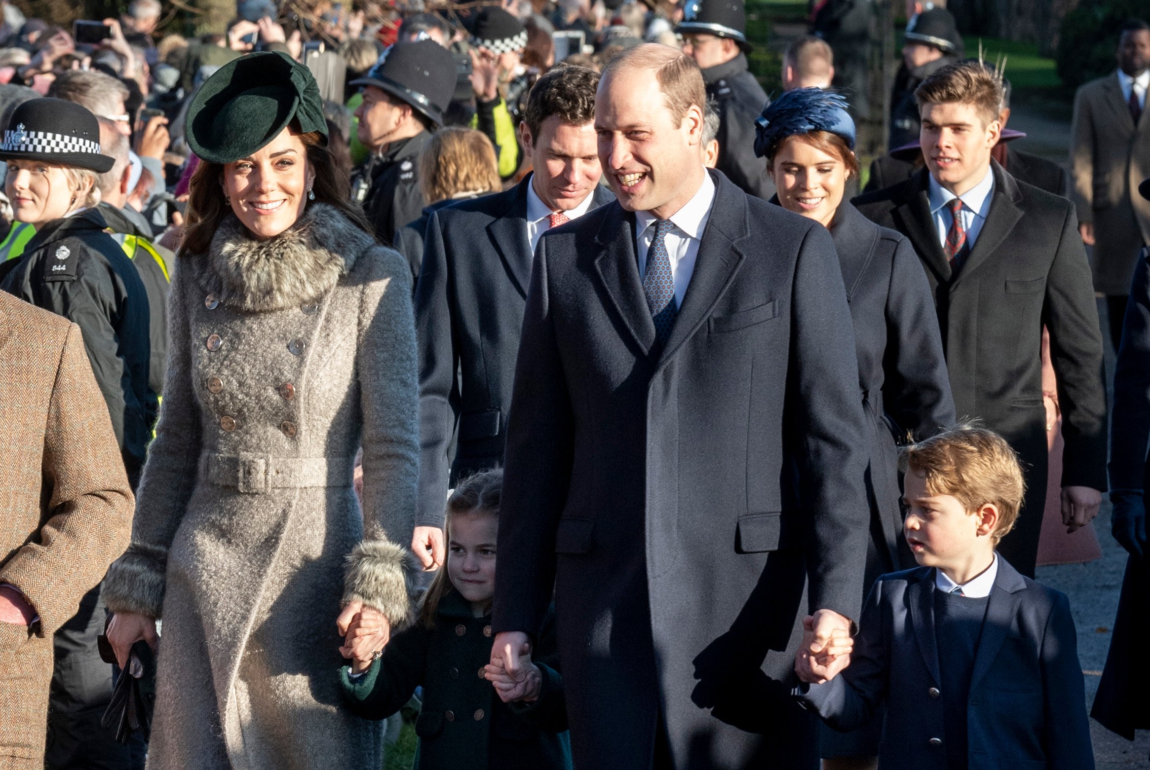 Kate Middleton, Prince William, Prince George, and Princess Charlotte making annual Christmas walk at Sandringham