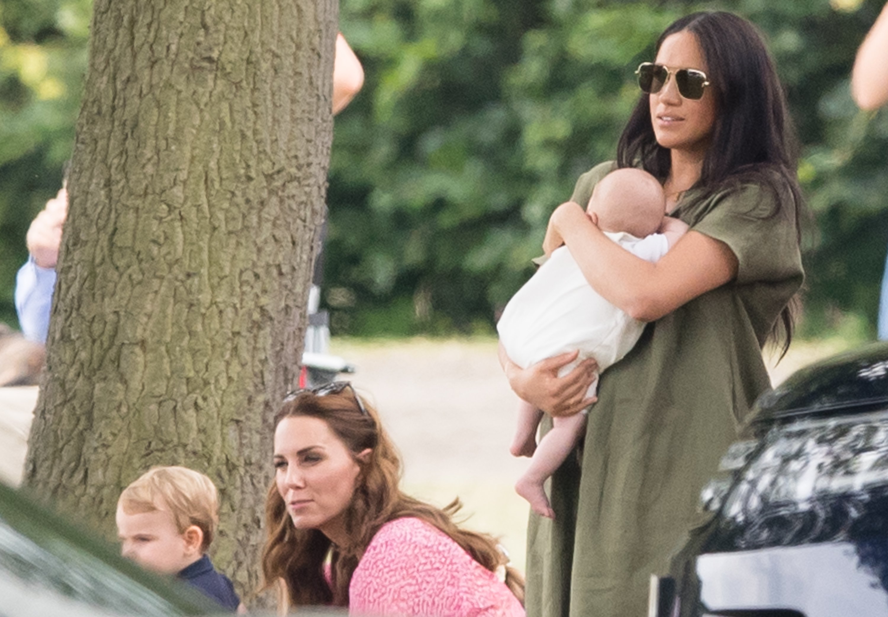 Kate Middleton and Meghan Markle attend The King Power Royal Charity Polo Day with Prince Louis and Archie