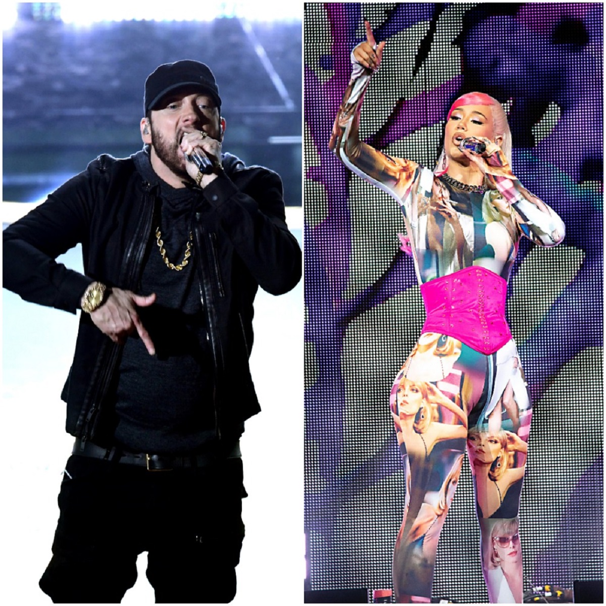 (L) Eminem at the 92nd Annual Academy Awards, (R) Rapper Iggy Azalea performing onstage