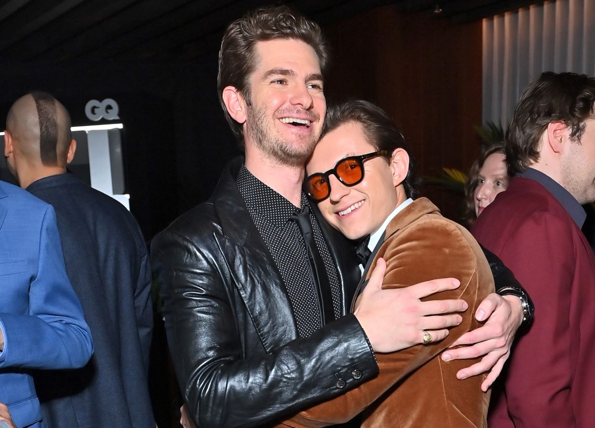 L-R 'Spider-Man: No Way Home' stars Andrew Garfield and Tom Holland