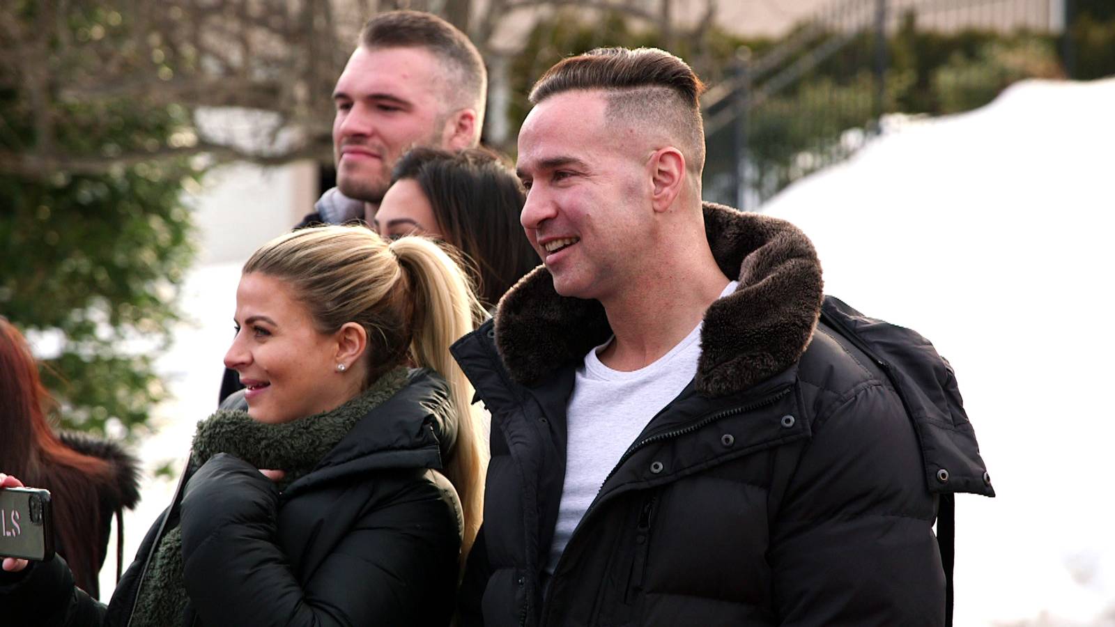 Lauren and Mike 'The Situation' Sorrentino smiling in an episode of 'Jersey Shore: Family Vacation' Season 4