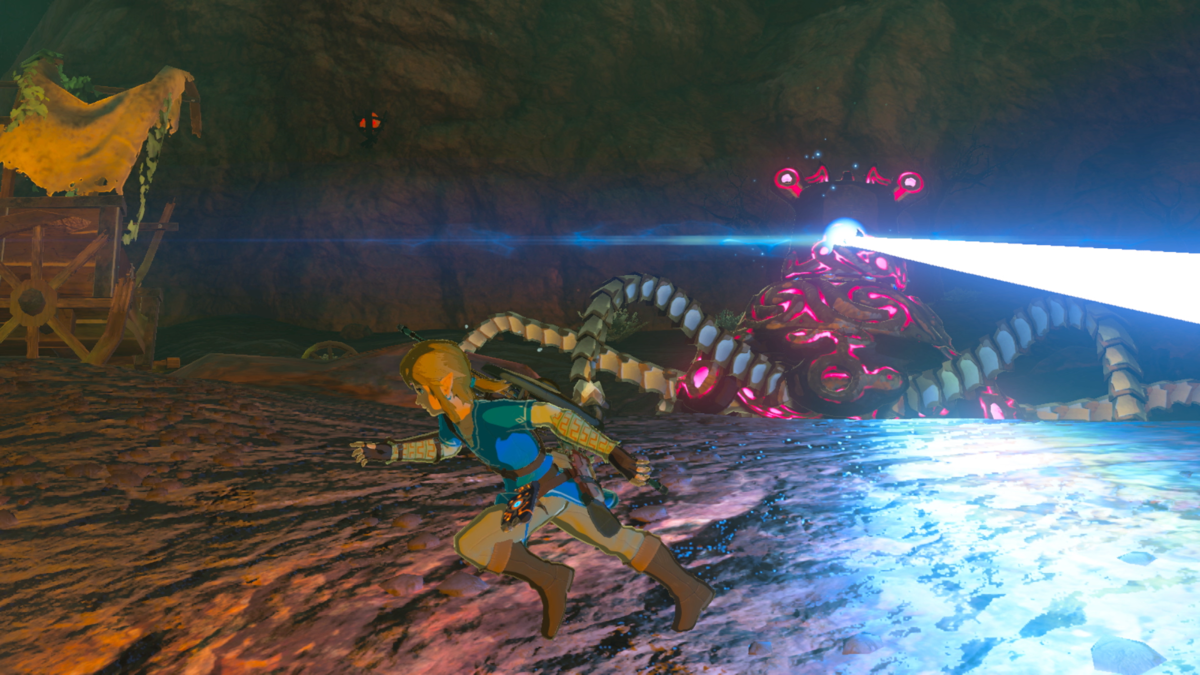 Link fights a Guardian in 'The Legend of Zelda: Breath of the Wild'