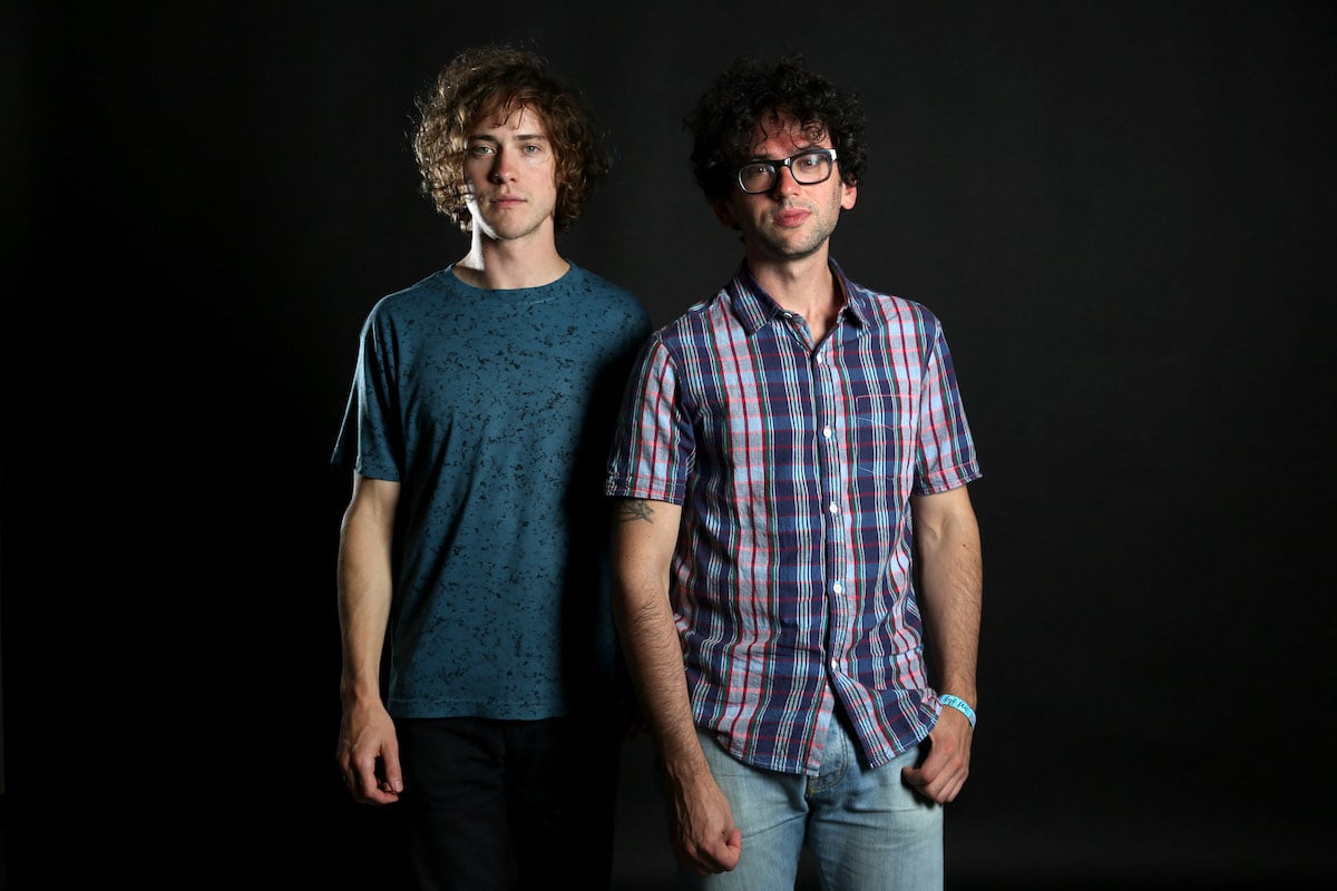 MGMT's Andrew VanWyngarden and Benjamin Goldwasser are photographed in a studio