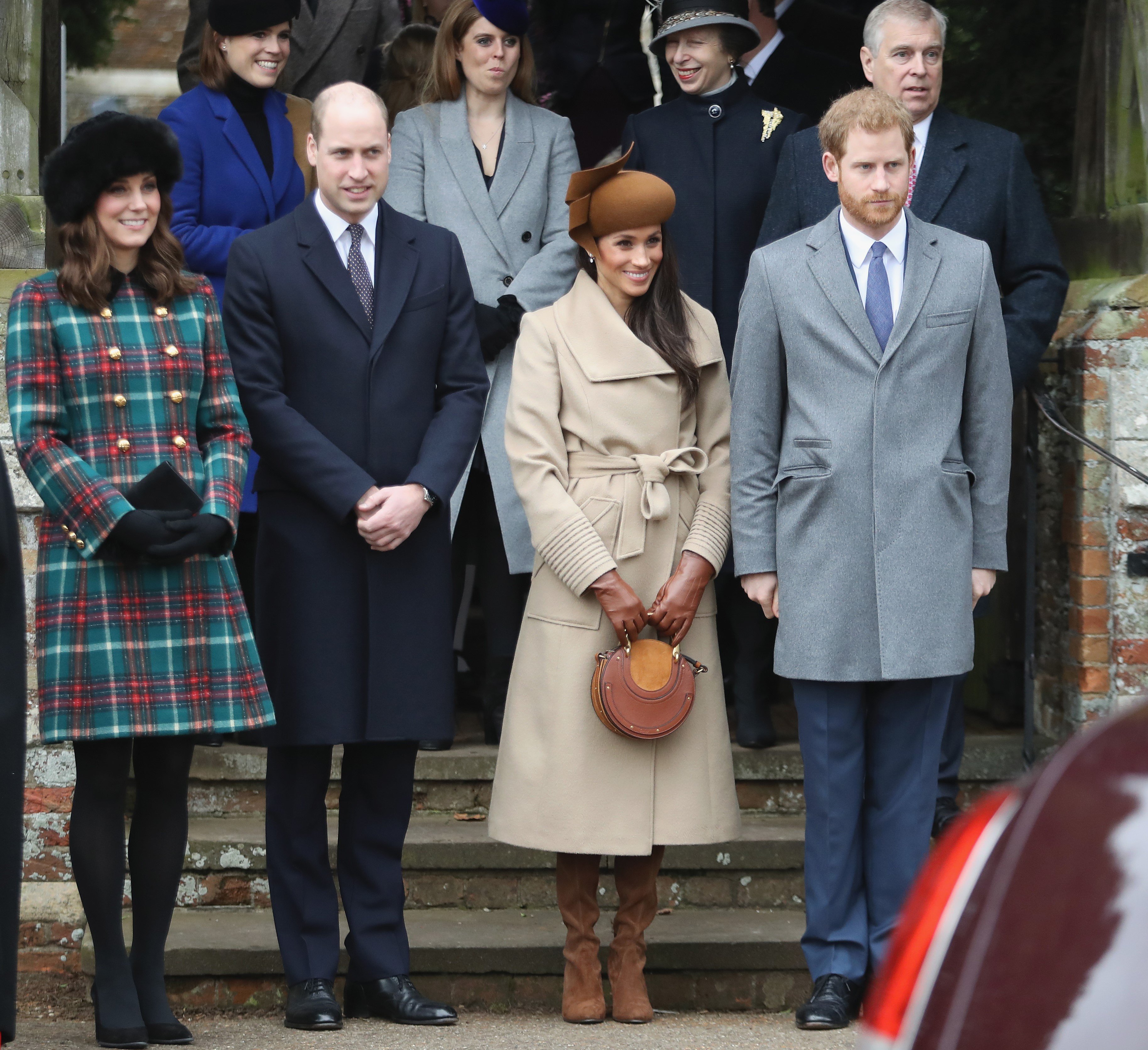 Members of the royal family gathered after church service on Dec. 25, 2017