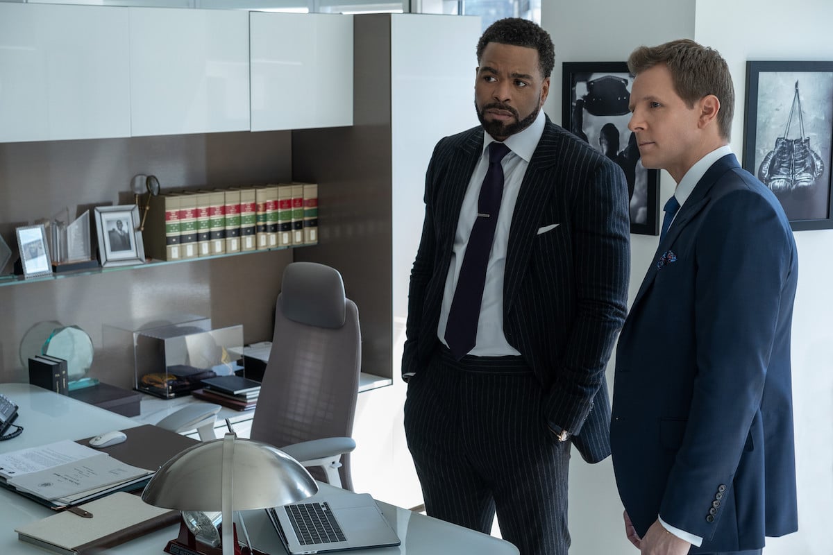 Clifford "Method Man" Smith as David McLean and Shane Johnson as Cooper Saxe dressed in suits in 'Power Book II: Ghost