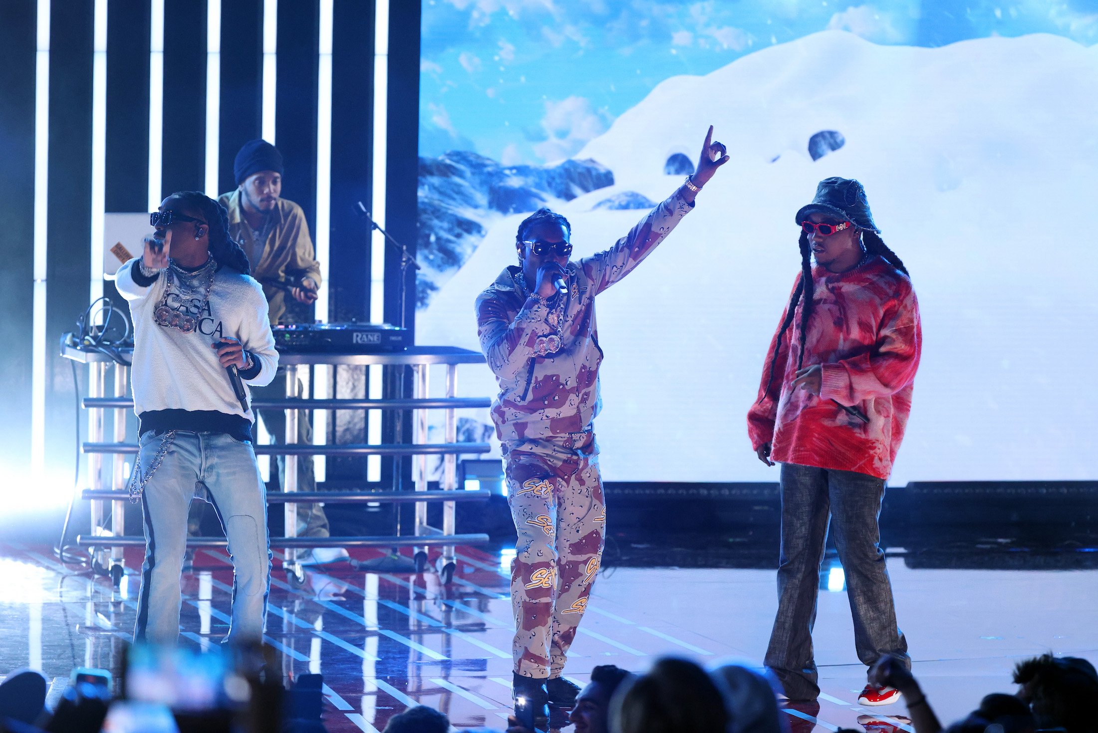 Quavo, Offset, and Takeoff of Migos perform onstage